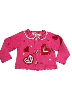 Rare Vintage Simon Sez by Michael Simon Pink Heart Cardigan
